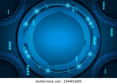 Futuristic technology  background.  gear wheel technology glow light . hi tech, engineering blue background .vector.