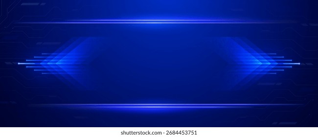 Fondo de tecnología futurista con efectos de luz abstracta azul brillante