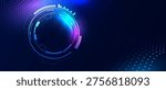 Futuristic technology background with glowing circular HUD interface.