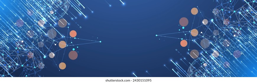 Futuristic technology background. Plexus structure business presentation, big data network visualization concept.  Hand drawn vector.
