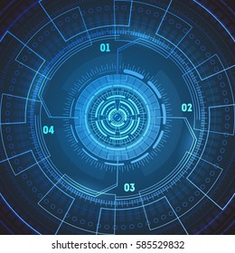 Futuristic Technology Background or Wallpaper Round Radar Screen Target Concept. Vector illustration