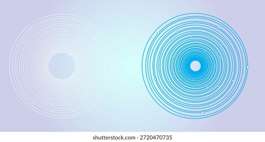 Fondo de tecnología futurista con cables de circuito de círculo blanco en la placa base azul claro. Concepto de chip AI o semiconductor. Tecnología Abstractas bg. 