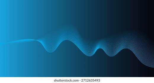 Futuristic technology background.Blue line wave light screen abstract illustration.