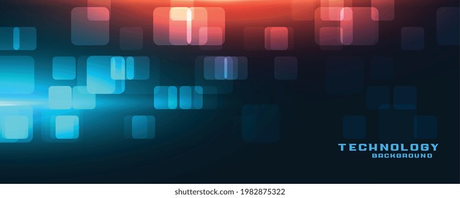 futuristic technology banner with red and blue lights