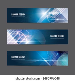 Futuristic technology banner template.Horizontal advertising banner. Neon light vector design.