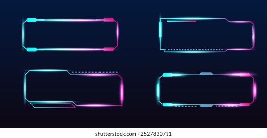 Futuristic technology box or HUD UI glowing light vector editable