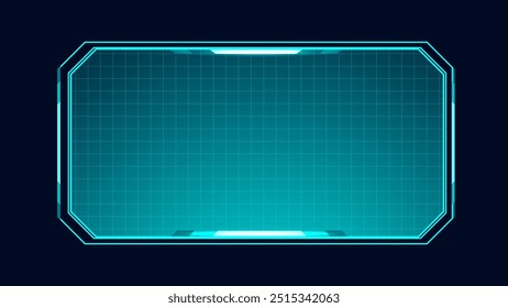 Futuristic technology box screen Hud ui interface blue light. Futuristic tech vector illustration