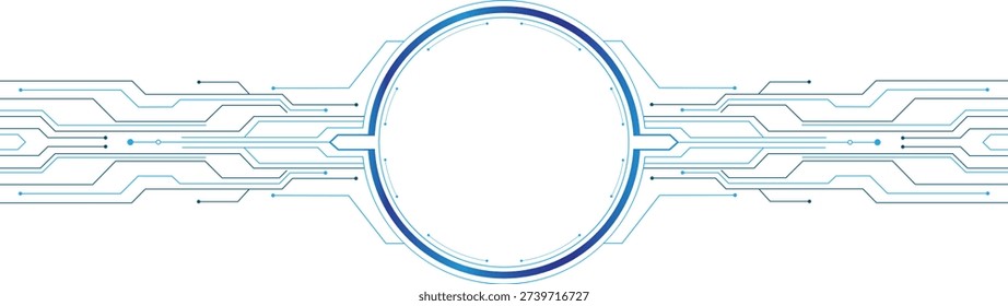 Futuristic Technology Circle Frame Vector – Digital Circuit Abstract Tech Background Banner