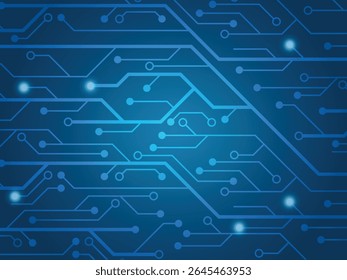 Futuristic technology circuit board background featuring intricate lines, glowing nodes, digital patterns, This illustration conveys innovation, connectivity. ideal for use in themes related to IT.