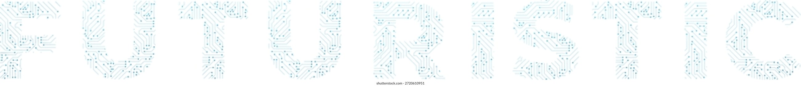 Futuristic Technology Circuit Text on Transparent Background