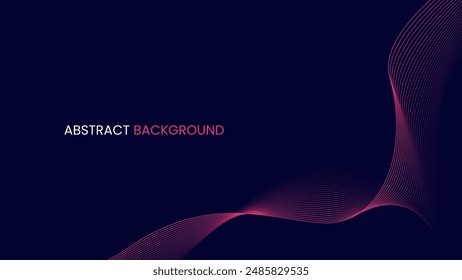 A futuristic technology concept featuring abstract pink wave lines against a dark blue background. Ideal for banners, posters, covers, brochures, flyers, and websites.