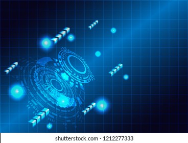 Futuristic technology concept.  gear wheel technology glow light . hi-tech, engineering blue background .vector