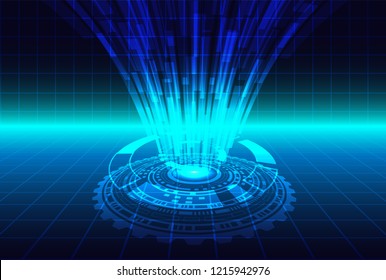 Futuristic technology concept.  gear wheel technology glow light . hi-tech, engineering blue background .vector