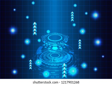Futuristic technology concept.  gear wheel technology glow light . hi-tech, engineering blue background .vector