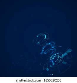 Futuristic technology concept with HUD elements. Sci fi abstract cyberspace background. vector