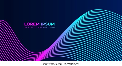 Concepto de tecnología futurista Modelo moderno de líneas redondeadas en color azul brillante y gradiente magenta, patrón abstracto de fondo. uso para afiches, banners, folletos, empresas, sitios web y banner web.