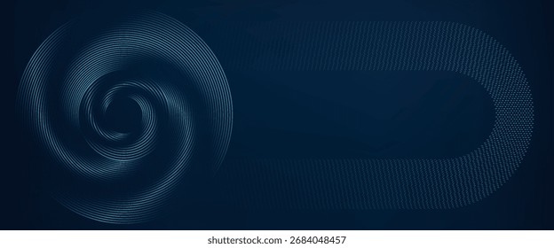 Concepto de tecnología futurista con líneas de rayas geométricas brillantes. Fondo abstracto moderno con círculos y líneas de rectángulo redondeadas azules brillantes aisladas sobre fondo azul oscuro. Vector EPS 10
