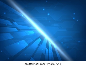 Futuristic technology concept, vector illustration in blue color, abstract background, 
