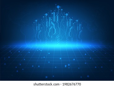 Concepto de tecnología futurista, ilustración vectorial en color azul, fondo abstracto