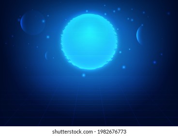 Futuristic technology concept, vector illustration in blue color, abstract background