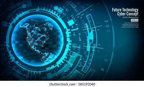 Futuristic Technology Connection Structure. Vector Abstract Background. Blue Electronic Network. Digital System Design