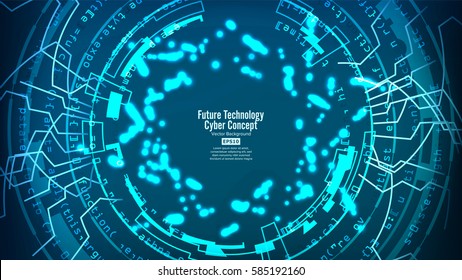 Futuristic Technology Connection Structure. Vector Abstract Background. Future Cyber Concept. Digital System Design