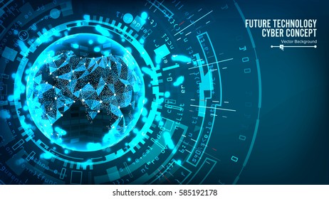 Futuristic Technology Connection Structure. Vector Abstract Cyberspace Background. Future Cyber Concept.
