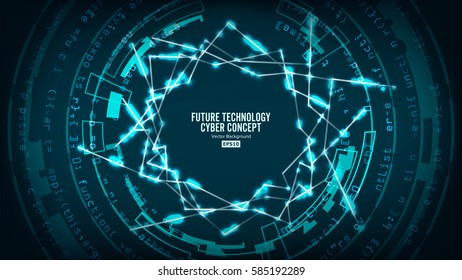 Futuristic Technology Connection Structure. Vector Abstract Cyberspace Background. Future Cyber Concept.