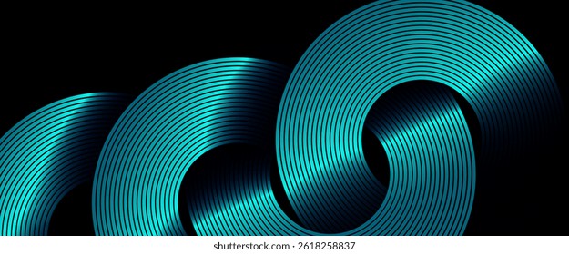Futuristic technology consept abstract background vector illustration eps10. Abstract black background with geomatric circle shapes sky blue glowing lines design background. Perfect for modern artwork