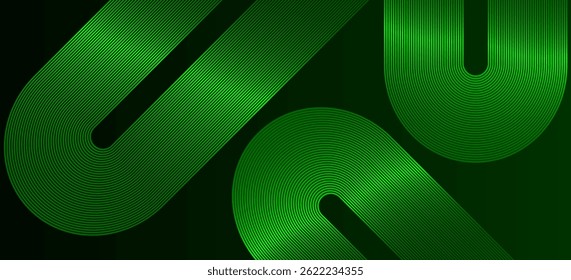 Tecnologia futurista conceito abstrata fundo vetor ilustração. Composição de formas dinâmicas - fundo de cor verde moderno.