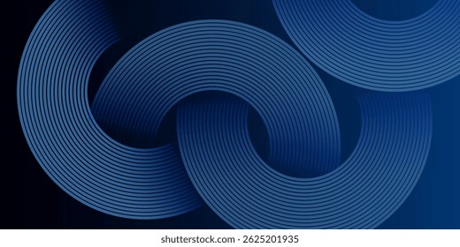Futuristic technology consept. Abstract dark blue gradient background with geometric circle shapes lines design background vector illustration eps10. Perfect for modern artwork, backdrop, banner.