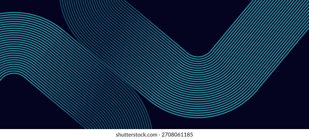 Conceito de tecnologia futurista Fundo de gradiente azul escuro abstrato com formas de círculo geométricas linhas design fundo vetor ilustração eps10. Perfeito para arte moderna, fundo, banner.