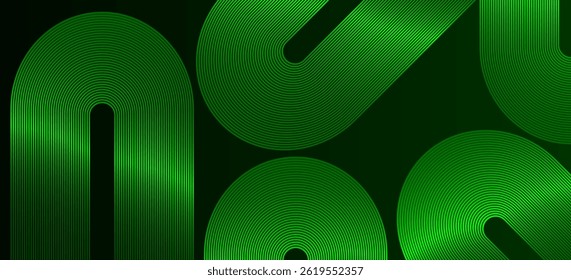 Futuristic technology consept - Dark green abstract gradient background with glowing rounded curve lines design background vector illustration. High quality graphic. Perfect for modern artwork.
