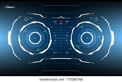 Futuristic Technology Control Center HUD Screen. Tactical View Sci-Fi VR Dislpay