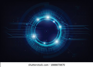 Futuristic and technology dark blue background, Circle HUD head-up display interface for communication and innovation cyber concept, with line arrow gear element, vector illustration