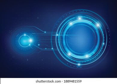 Futuristic and technology dark blue background, Circle HUD head-up display interface for communication and innovation cyber concept, with line arrow gear element, vector illustration