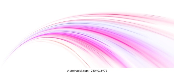 Futuristic technology dynamic motion neon line on white transparent background PNG	