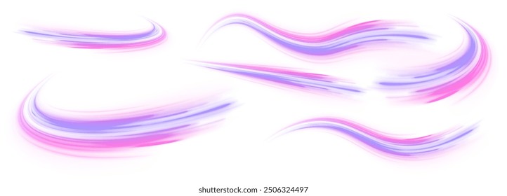 Futuristic technology dynamic motion neon line on white transparent background PNG	