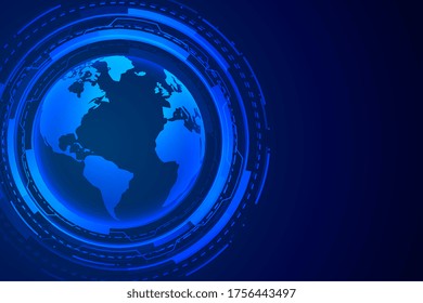 futuristic technology earth blue digital background design