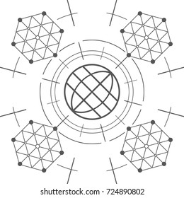 Futuristic technology element. Hexagonal sign. Abstract technological element. Global.
