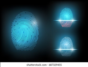 Futuristic Technology fingerprint isolated and scan fingerprint, security system concept, vector illustration