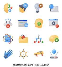 
Futuristic Technology Flat Icons Pack