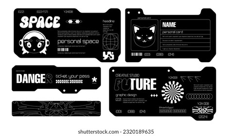 Marco de tecnología futurista para el diseño. Marcos HUD en estilo Ski-Fi, GUI, FUI.Elementos modernos de la interfaz de usuario cibernético.Caracteres Y2K, notificaciones del sistema