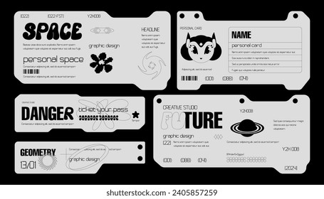 Marco de tecnología futurista para el diseño. Marcos HUD en estilo Ski-Fi, GUI, FUI.Elementos modernos de la interfaz de usuario cibernético.Caracteres Y2K, notificaciones del sistema