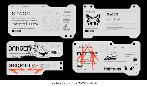 Futuristic technology frame for design. HUD frames in Ski-Fi style, GUI, FUI.Modern cyber user interface elements.Y2K characters, system notifications.