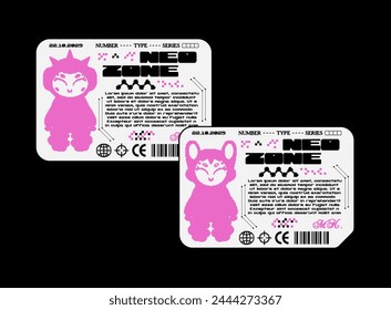 Futuristic technology frame for design with pixel Y2k girl characters. Vector set