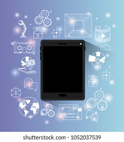 futuristic technology gadget set icons
