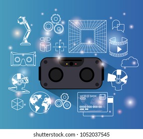 futuristic technology gadget set icons