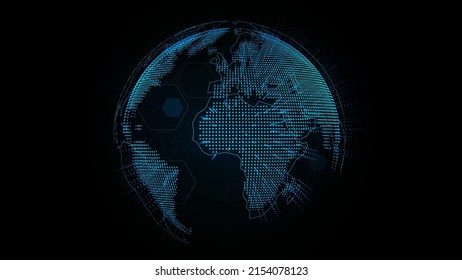 Futuristic technology globe in hologram globalization concept, world map pattern transparent for digital graphic element, vector illustration