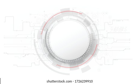 Futuristic and technology grey with a white abstract background, Circle HUD head-up display interface for communication and innovation cyber concept, with line arrow gear element, vector illustration